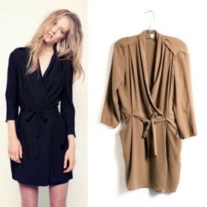 ARITZIA WILFRED FRANCA WRAP TIE DRESS W/ POCKETS BLUSH BROWN SIZE 2 SMALL